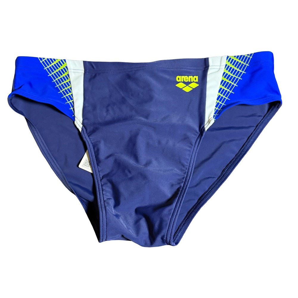 Arena Threefold Brief R Mens Swimsuit Navy Neon Blue White Size 36 New 006488780